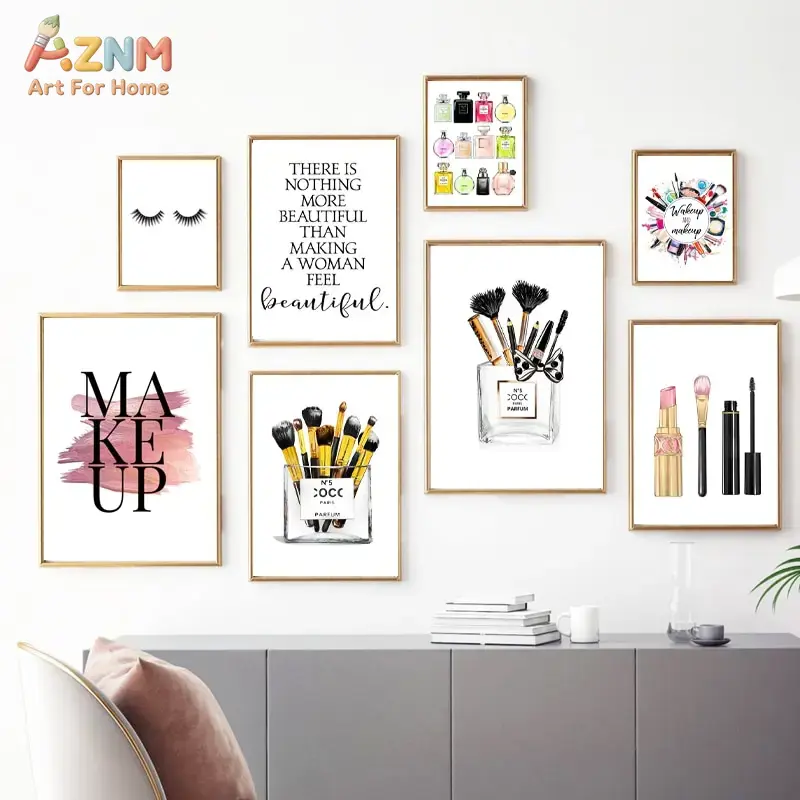 Makeup Is Beauty Quotes - AZNM สีชมพูแฟชั่นแต่งหน้า แคนวาส วอลล์อาร์ต น้ำหอม ลิปสติก