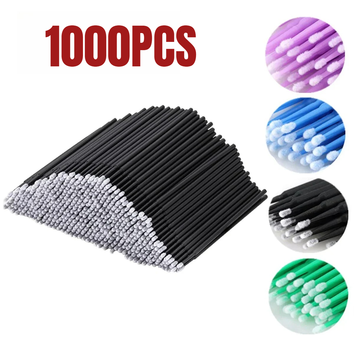 Beauty Makeup Tools - 1000/500PCS แปรงทําความสะอาดขนตาที่มีสีสันความงามแต่งหน้า Clean Remover เครื่องมือผู้ค้าส่งแปรงคริสตัล Eyelash