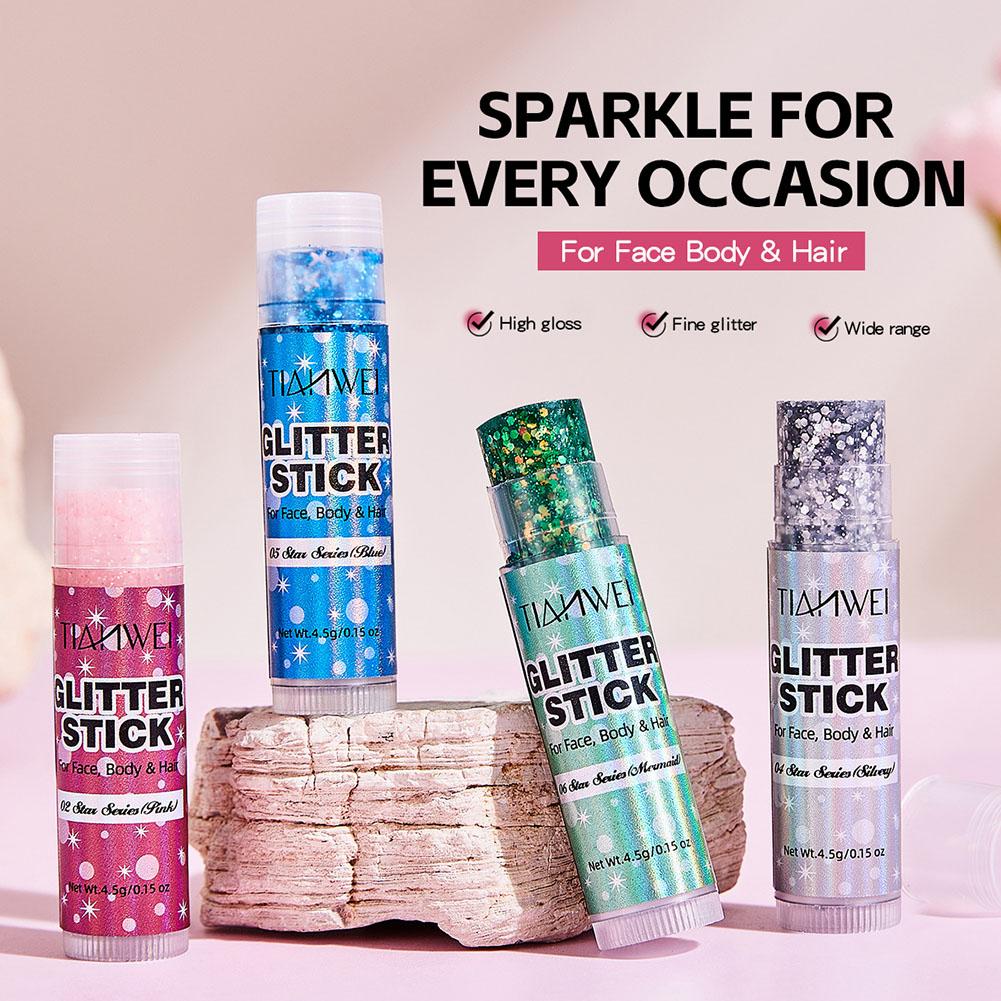 Body Shimmer Lotion - แท่งกลิตเตอร์สำหรับร่างกาย เจลกลิตเตอร์สำหรับใบหน้าและเส้นผม ครีมกลิตเตอร์หลากสีสำหรับแต่งหน้าในงานเทศกาล งานปาร์ตี้ และการแสดงบนเวที