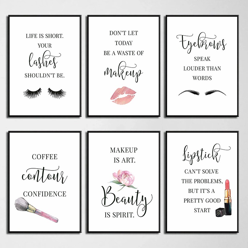 Makeup Is Beauty Quotes - โปสเตอร์คำคมเกี่ยวกับการแต่งหน้า ขนตา คิ้ว ลิปสติก คอนทัวร์ ริมฝีปาก