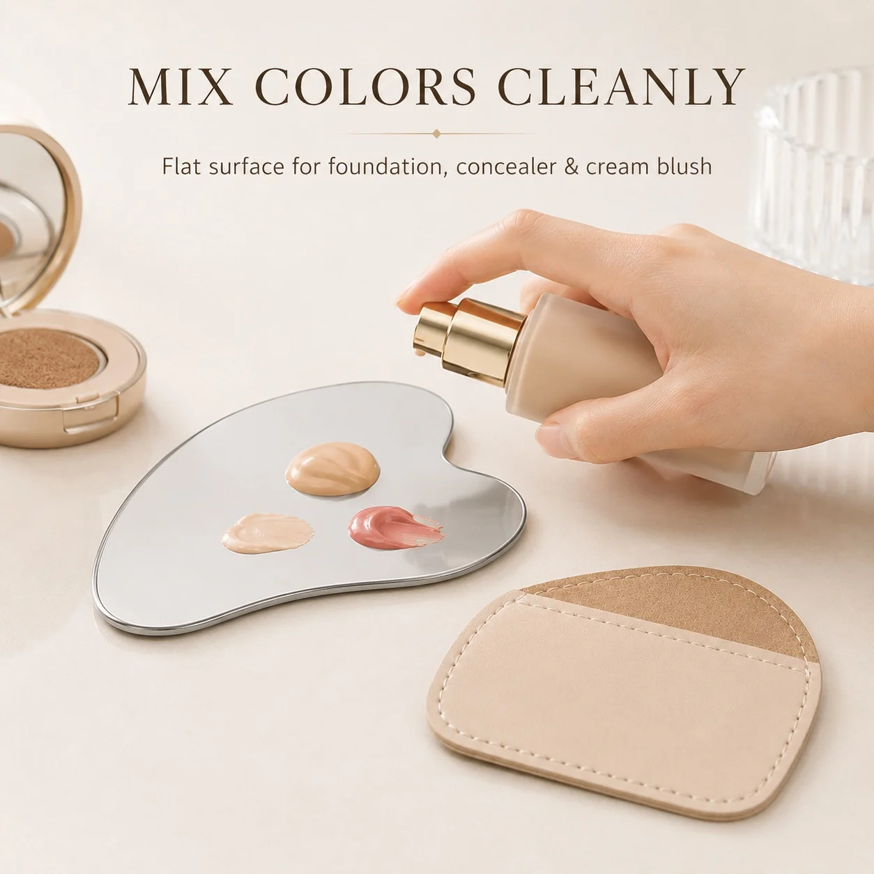 พาเลตผสมเครื่องสำอางสแตนเลสทรง - Beauty Makeup Tools บทวิจารณ์และราคา