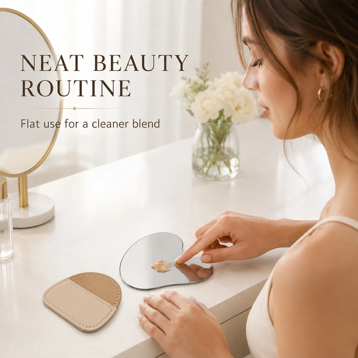 พาเลตผสมเครื่องสำอางสแตนเลสทรง - Beauty Makeup Tools บทวิจารณ์และราคา