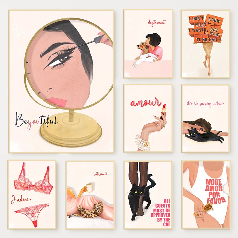 Retro Glam แฟชั่นนิตยสารโปสเตอ - Makeup Is Beauty Quotes บทวิจารณ์และราคา