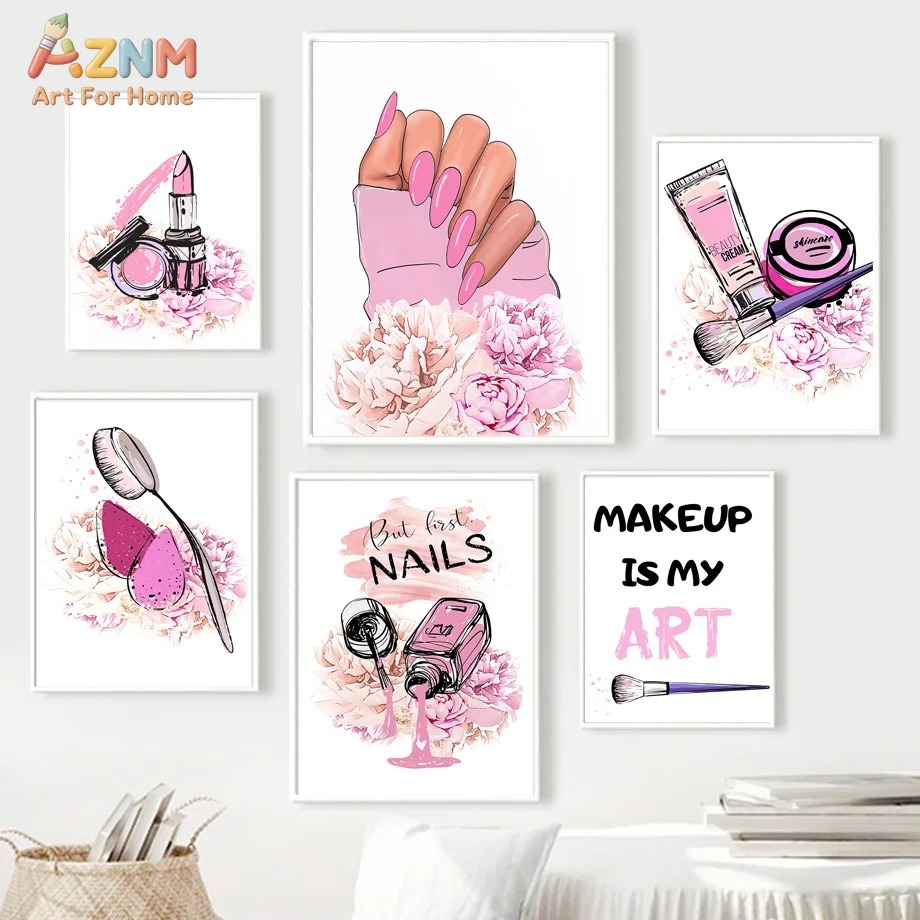 AZNM ภาพพิมพ์ศิลปะติดผนังลายเล - Makeup Is Beauty Quotes บทวิจารณ์และราคา
