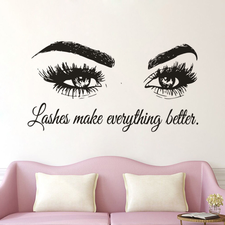 ขนตาไวนิล Wall Decal ร้านเสริม - Makeup Is Beauty Quotes บทวิจารณ์และราคา