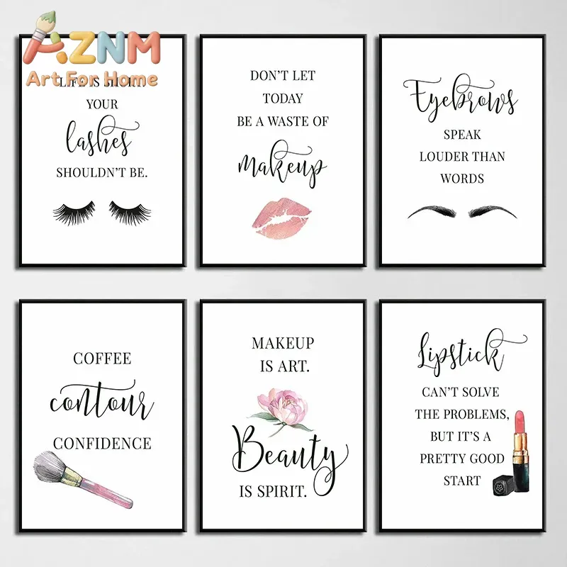 โปสเตอร์คำคมแต่งหน้า ขนตา คิ้ว - Makeup Is Beauty Quotes บทวิจารณ์และราคา