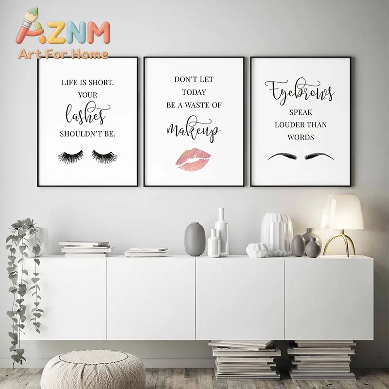 โปสเตอร์คำคมแต่งหน้า ขนตา คิ้ว - Makeup Is Beauty Quotes บทวิจารณ์และราคา